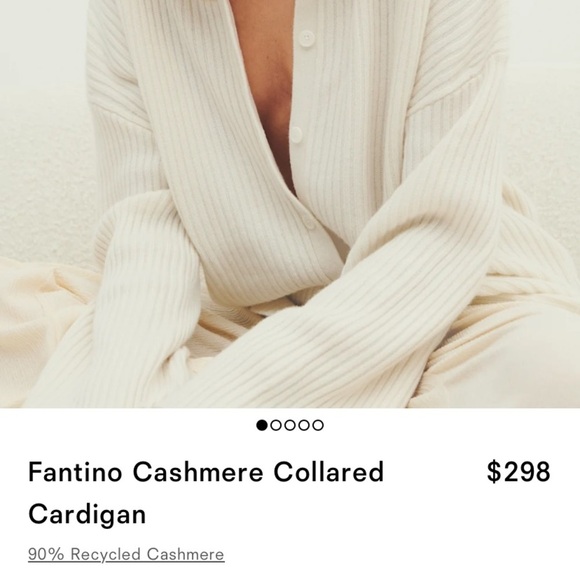 Reformation Fantino Cashmere Polo Collar Knit Button Cardigan Sweater Gossamer - Picture 10 of 10